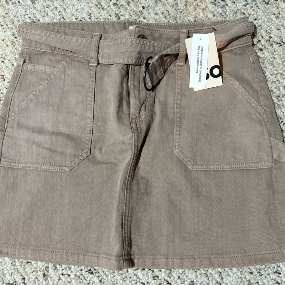 Tan Mini Skirt with Pockets
